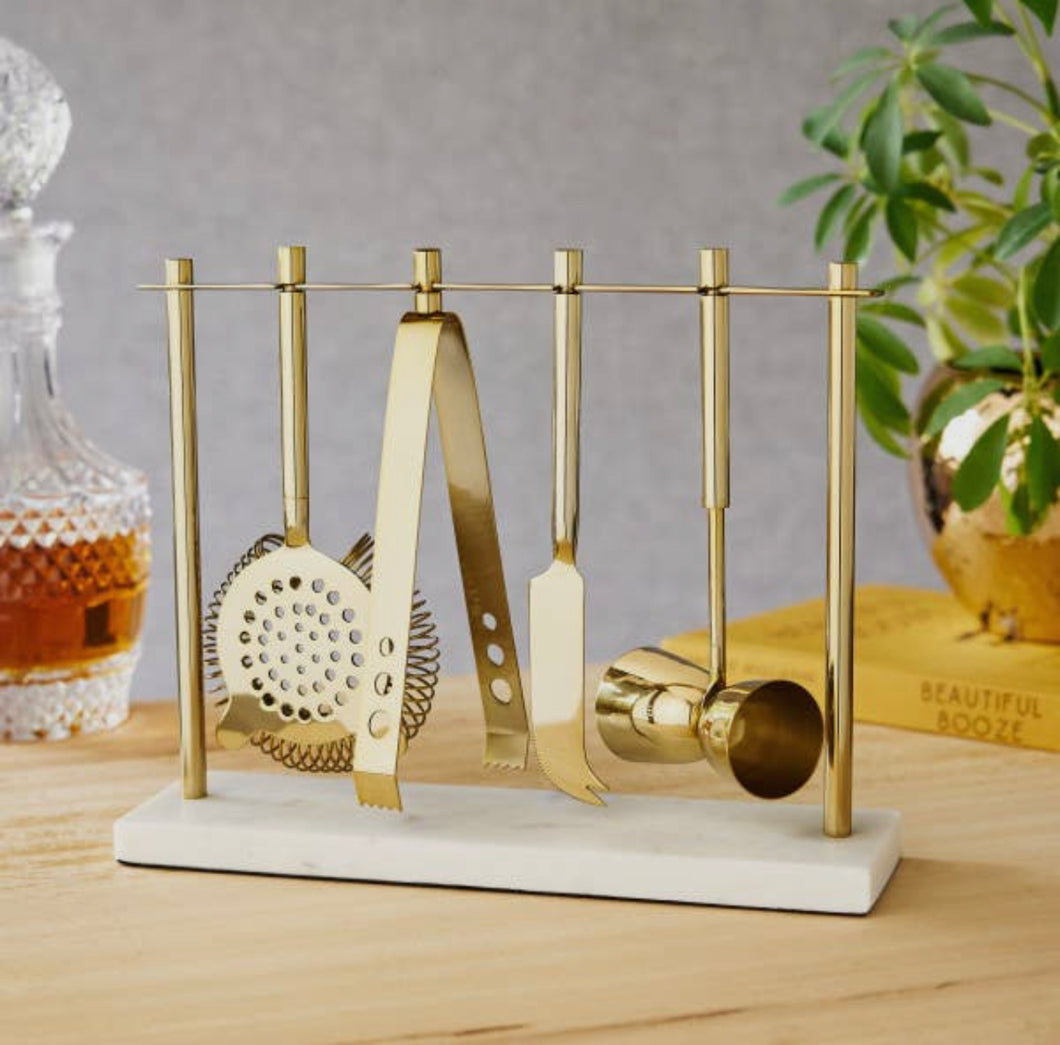 Twine Gold and Marble Bar Tool Set
