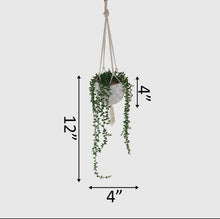 Load image into Gallery viewer, Macrame Hanging Ceramic with Donkey Tails
