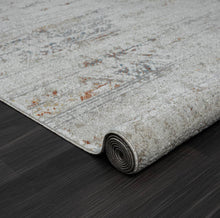 Load image into Gallery viewer, Pre-order Contemporary Distress Medallion Area Rug | Ivory &amp; Gray
