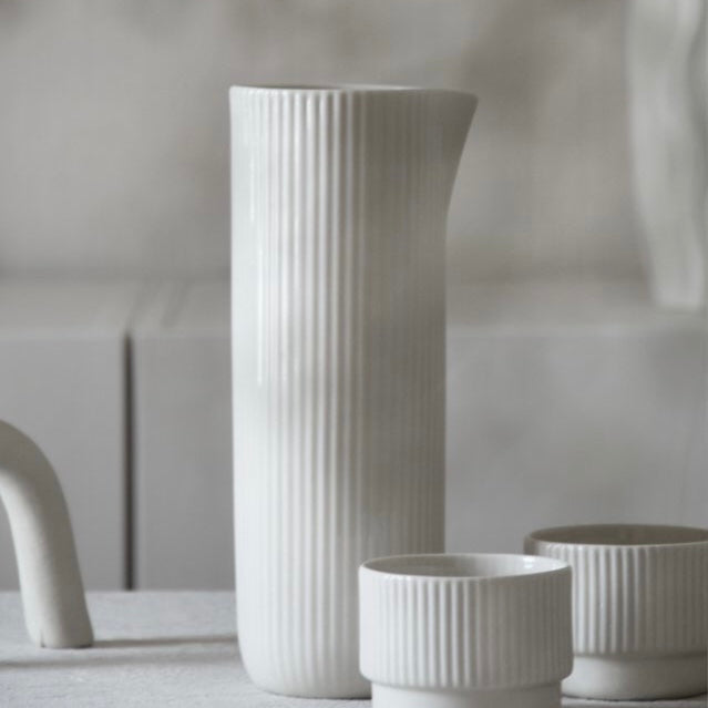 Archive Water Jug | White Clay/Ribbed