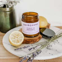 Load image into Gallery viewer, Quinohome Picnic in Provence 7 oz. Soy Candle in Amber Jar
